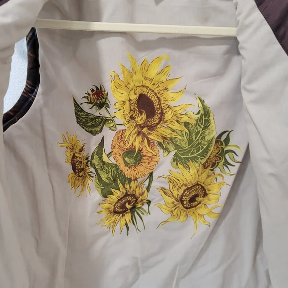 Cabi Brown Quilted Vest Womens L Faux Fur Collar Corduroy Plaid Sunflower Lining - Picture 3 of 5